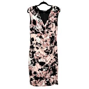 Elegant Floral Sheath Wrap Style Dress Women Size 16 Romantic Cottagecore